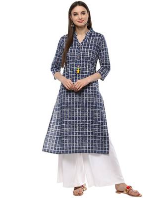 white printed cotton stitched kurti 1