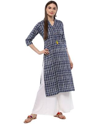 white printed cotton stitched kurti 2