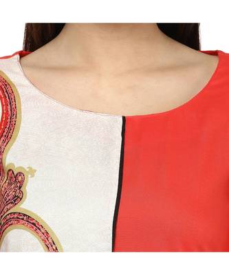 peach printed rayon stitched kurti 4