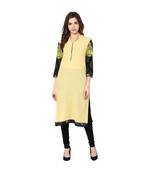 cream printed cotton stitched kurti