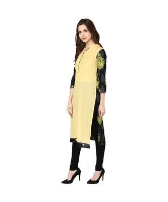 cream printed cotton stitched kurti 2