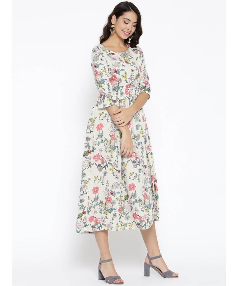 off white printed cotton stitched kurti