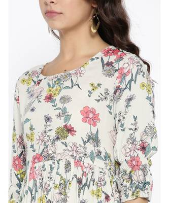 off white printed cotton stitched kurti 3