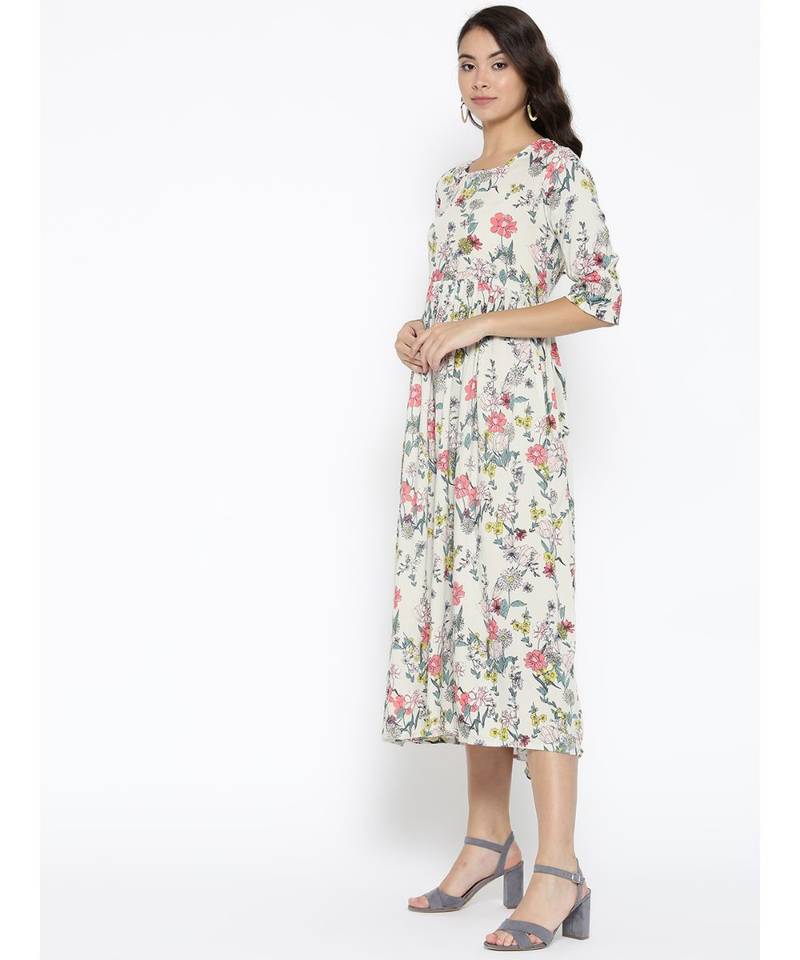 off white printed cotton stitched kurti