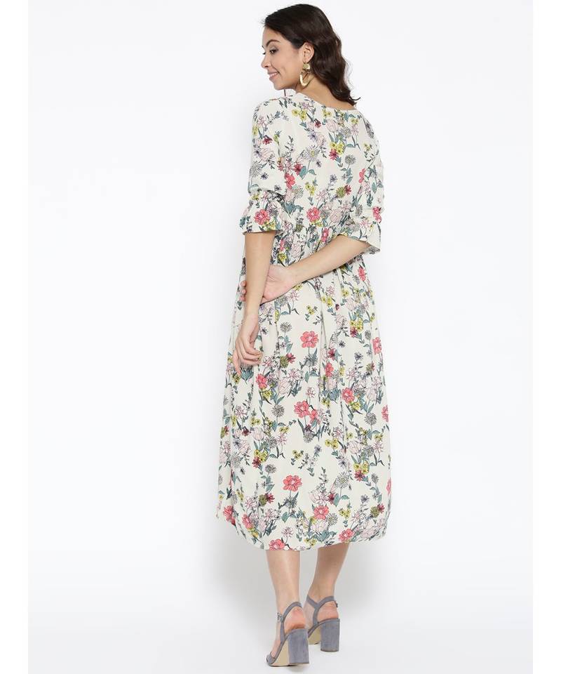 off white printed cotton stitched kurti