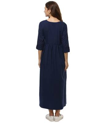 blue plain cotton stitched kurti 3