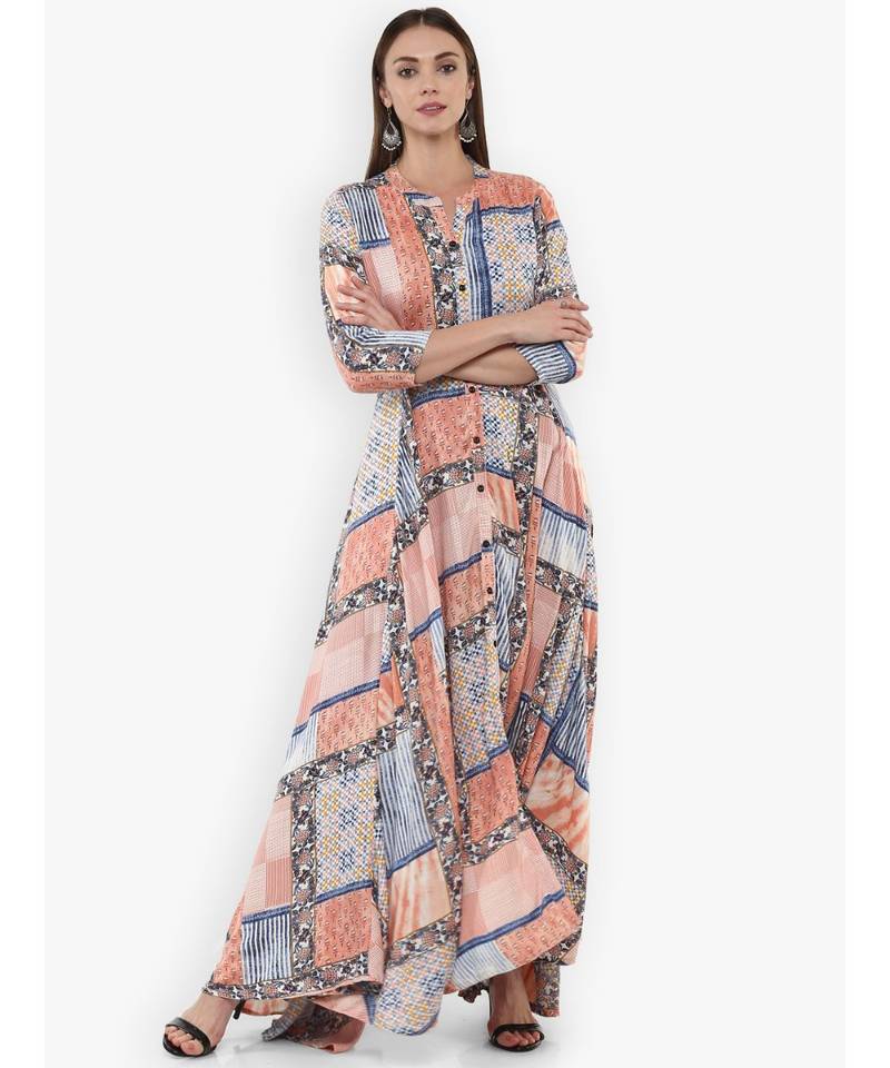 multicolor printed rayon stitched kurti