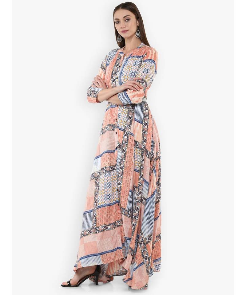 multicolor printed rayon stitched kurti