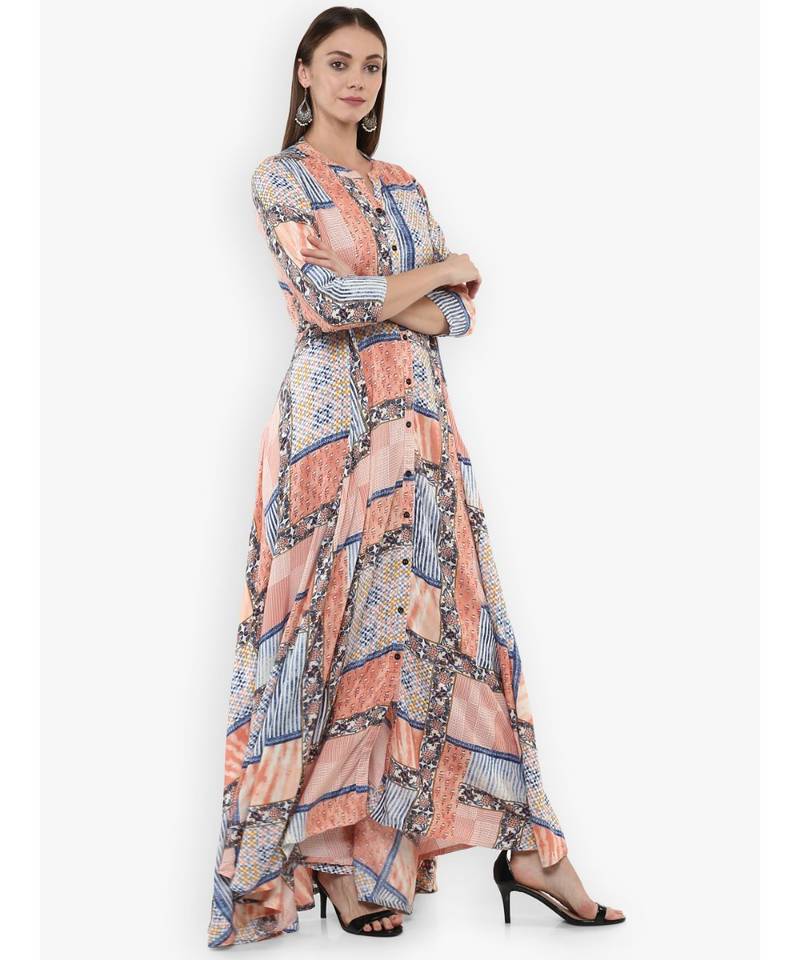 multicolor printed rayon stitched kurti