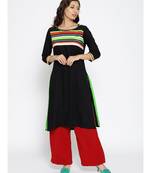 black printed rayon stitched kurti