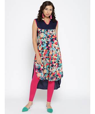 multicolor printed rayon stitched kurti 1