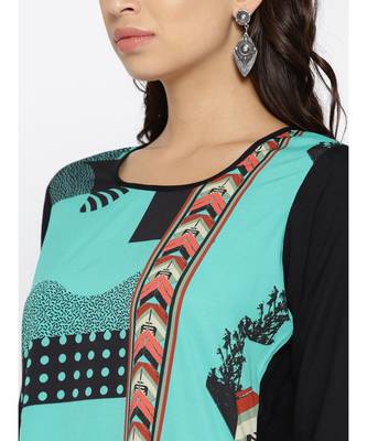 blue printed rayon stitched kurti 3