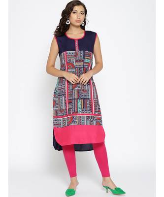 multicolor printed rayon stitched kurti 1