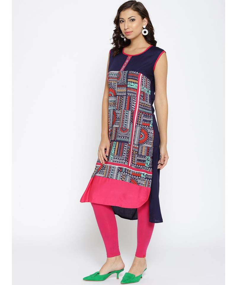 multicolor printed rayon stitched kurti