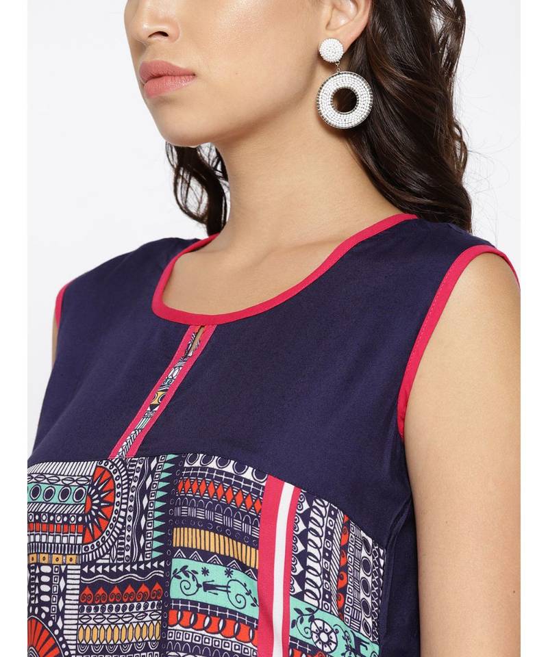 multicolor printed rayon stitched kurti