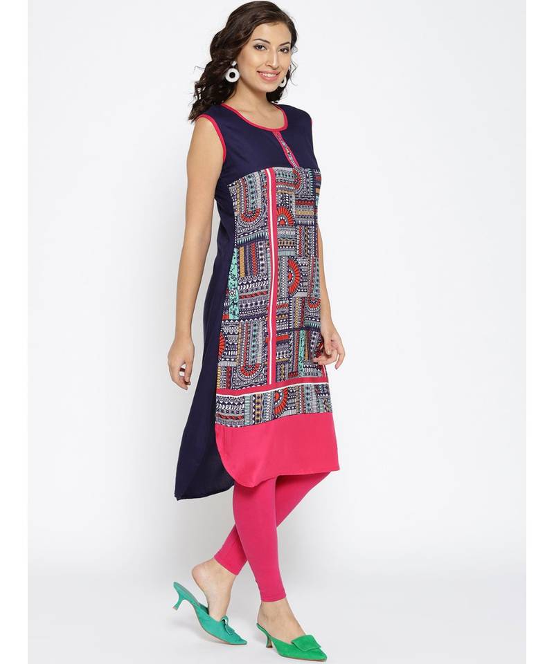 multicolor printed rayon stitched kurti