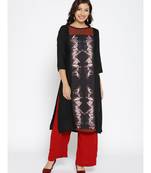 black printed rayon stitched kurti