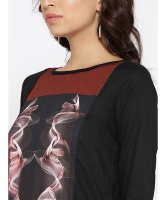 black printed rayon stitched kurti 3