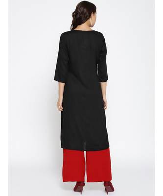 black printed rayon stitched kurti 4