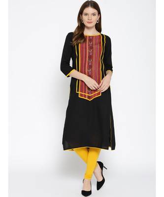 black printed rayon stitched kurti 1