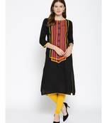 black printed rayon stitched kurti