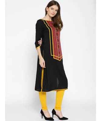 black printed rayon stitched kurti 5