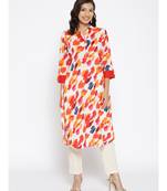 white printed cotton stitched kurti