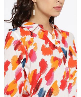 white printed cotton stitched kurti 3