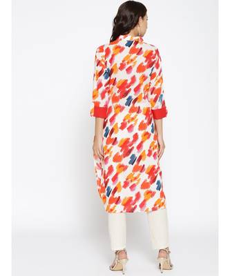 white printed cotton stitched kurti 4