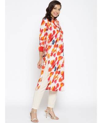 white printed cotton stitched kurti 5