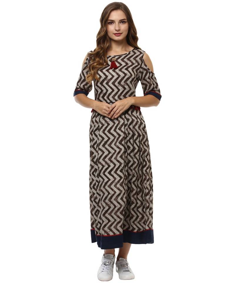 blue printed rayon stitched kurti
