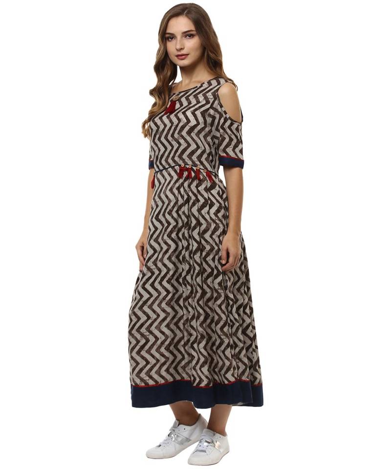 blue printed rayon stitched kurti