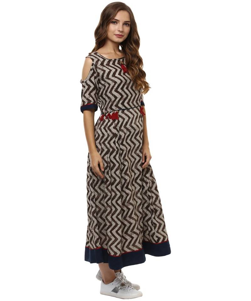 blue printed rayon stitched kurti