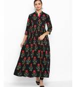 black printed cotton stitched kurti