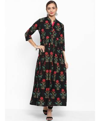 black printed cotton stitched kurti 2