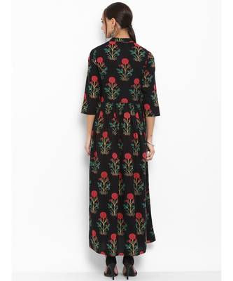 black printed cotton stitched kurti 3