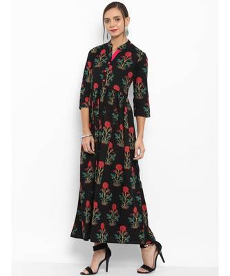 black printed cotton stitched kurti 4
