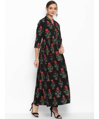 black printed cotton stitched kurti 5