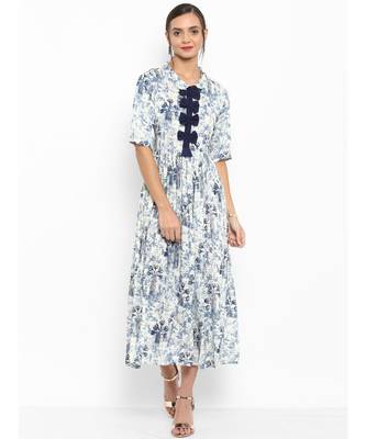 blue printed rayon stitched kurti 1