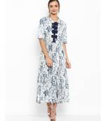 blue printed rayon stitched kurti