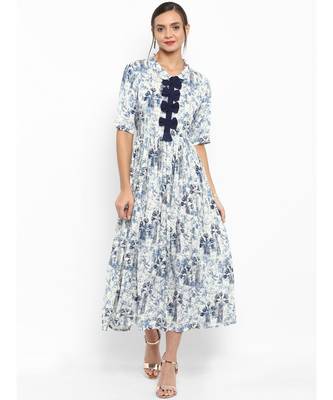 blue printed rayon stitched kurti 2
