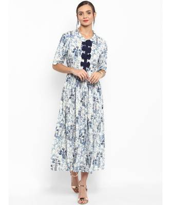 blue printed rayon stitched kurti 3