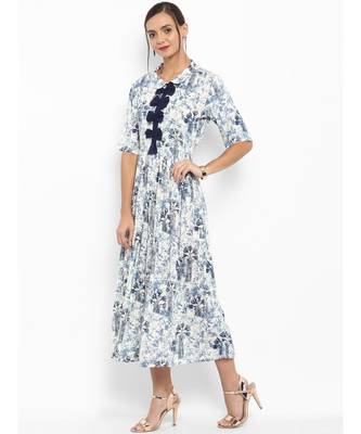 blue printed rayon stitched kurti 5