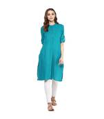 green plain cotton stitched kurti