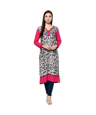 grey printed rayon stitched kurti 1