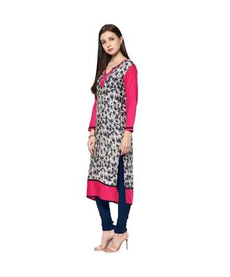 grey printed rayon stitched kurti 3