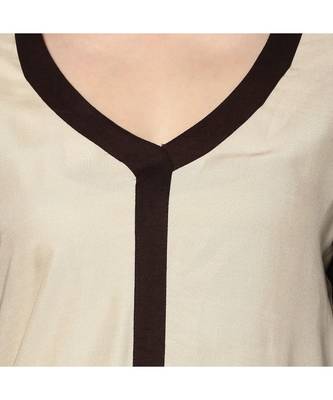 Beige printed rayon stitched kurti 4