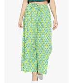 Green Printed Flared Palazzo