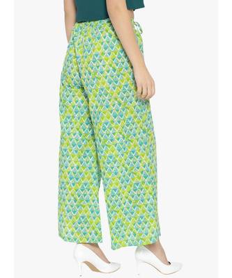 Green Printed Flared Palazzo 3