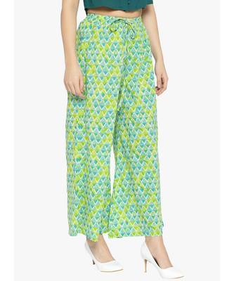 Green Printed Flared Palazzo 5